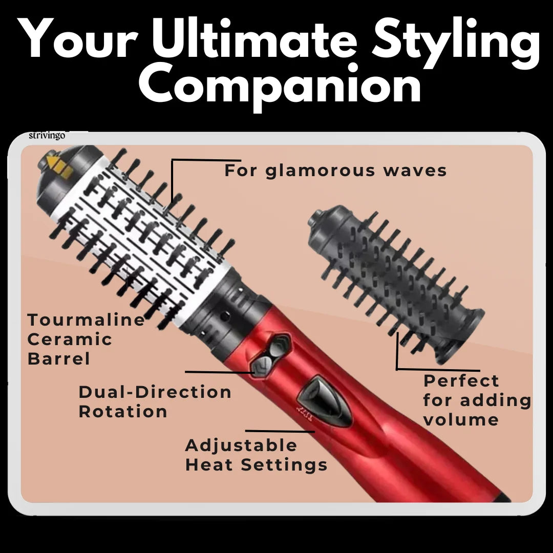 Hair Dryer & Styler | 2-in-1 Rotating Tourmaline Ceramic & Ionic | Dual Voltage