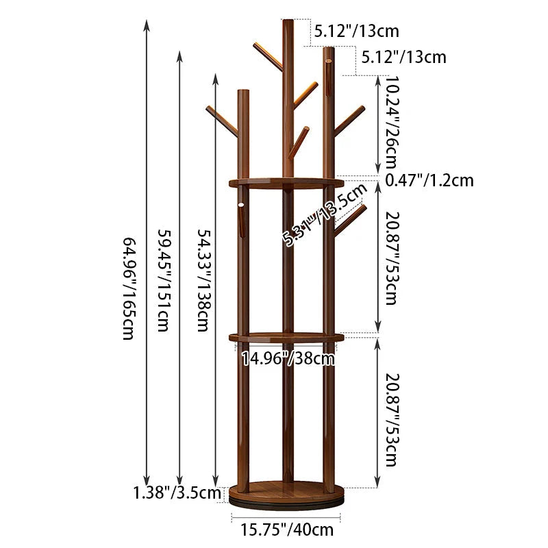 Hall Tree | Solid Pine & Swivel Tree-Branch Design | 165 cm
