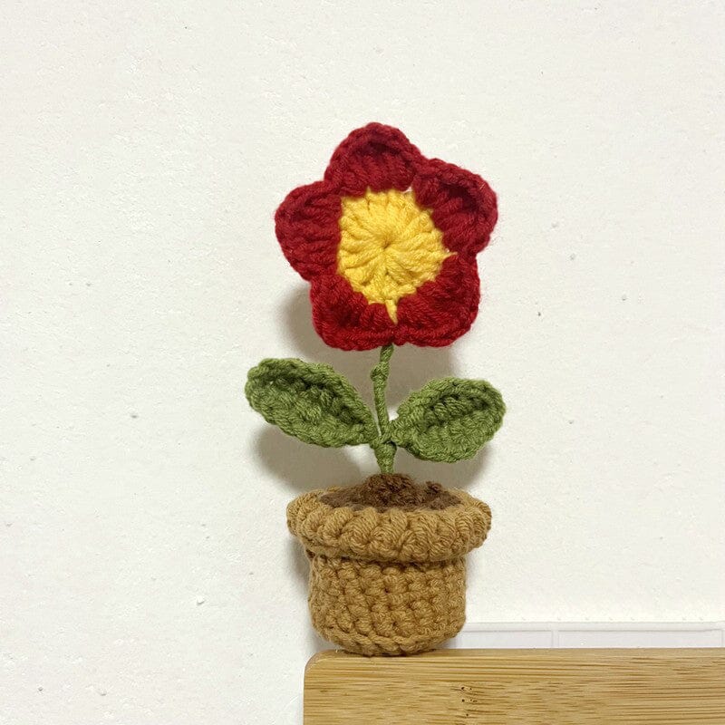 Handcrafted Knitted Flower | Cotton-Blend & Everlasting | 4 cm Pot