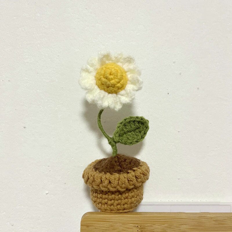 Handcrafted Knitted Flower | Cotton-Blend & Everlasting | 4 cm Pot