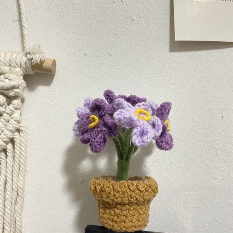 Handcrafted Knitted Flower | Cotton-Blend & Everlasting | 4 cm Pot