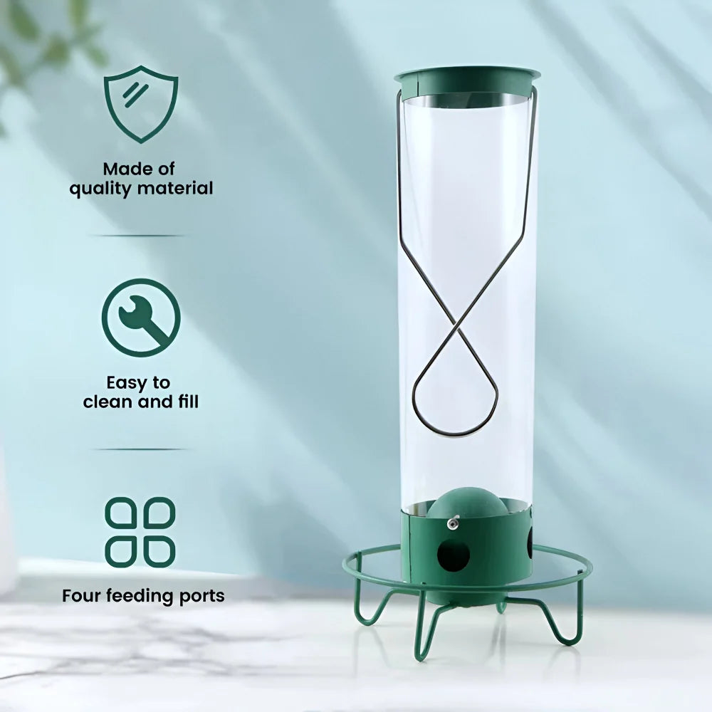 Hanging Bird Feeder | Squirrel-Proof Spinning Perch & Metal | 4 Feeding Ports