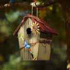 Hanging Birdhouse | Round Shape & Vine Accents | Handmade