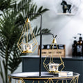 Hanging Candle Holder | Faceted Diamond & Gold Metal