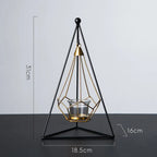 Hanging Candle Holder | Faceted Diamond & Gold Metal