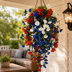 Hanging Flower Basket | Integrated LED Lighting & Silk Flowers | Indoor & Outdoor