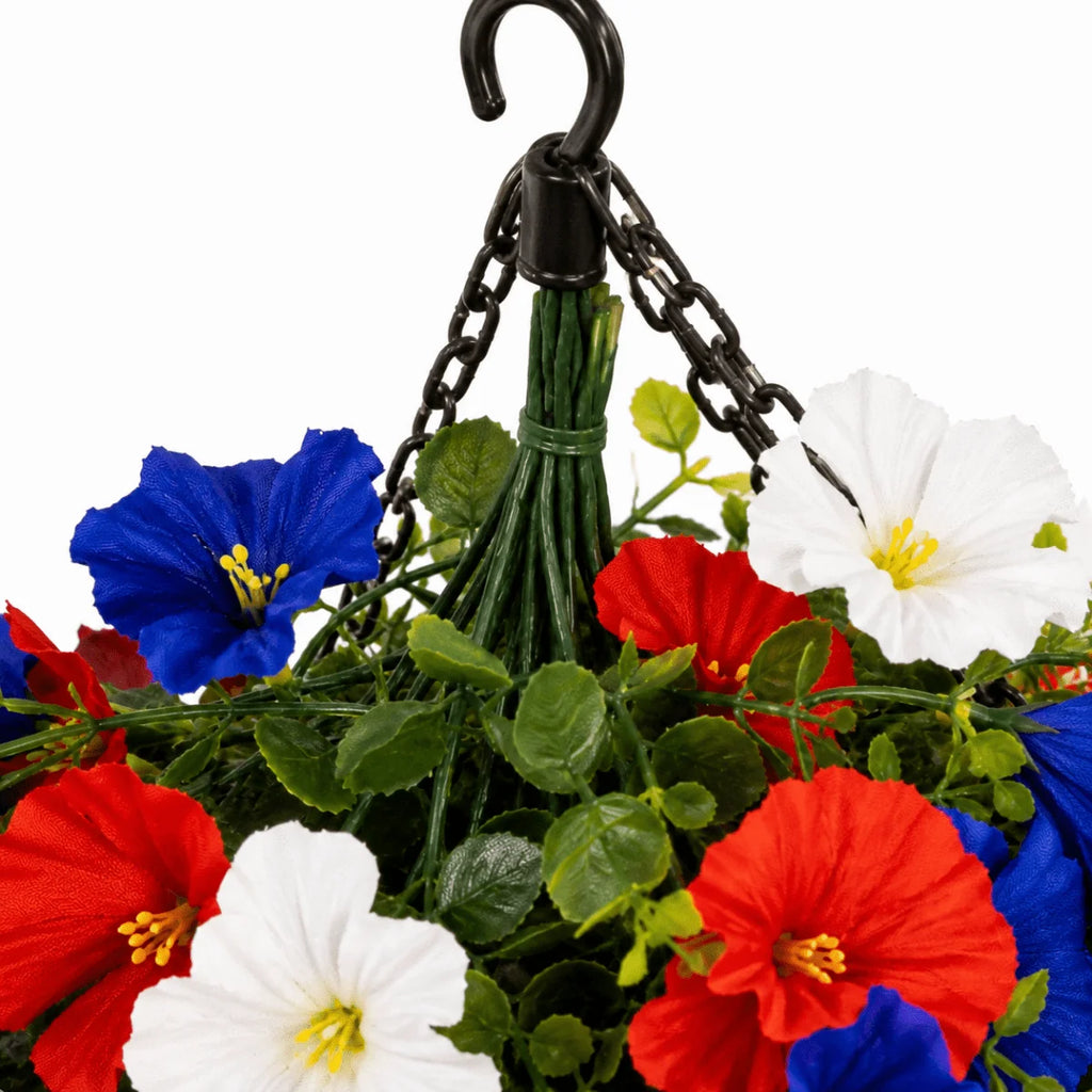 Hanging Flower Basket | Integrated LED Lighting & Silk Flowers | Indoor & Outdoor