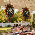 Hanging Flower Basket | Integrated LED Lighting & Silk Flowers | Indoor & Outdoor