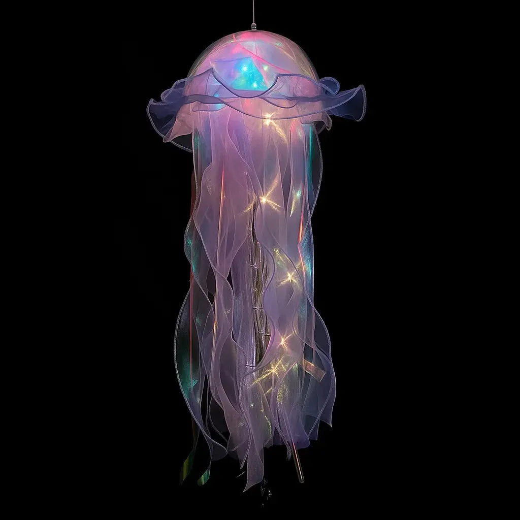 Hanging Jellyfish Lamp | Colorful Shimmering LED & Battery-Powered | 50 x 20 cm