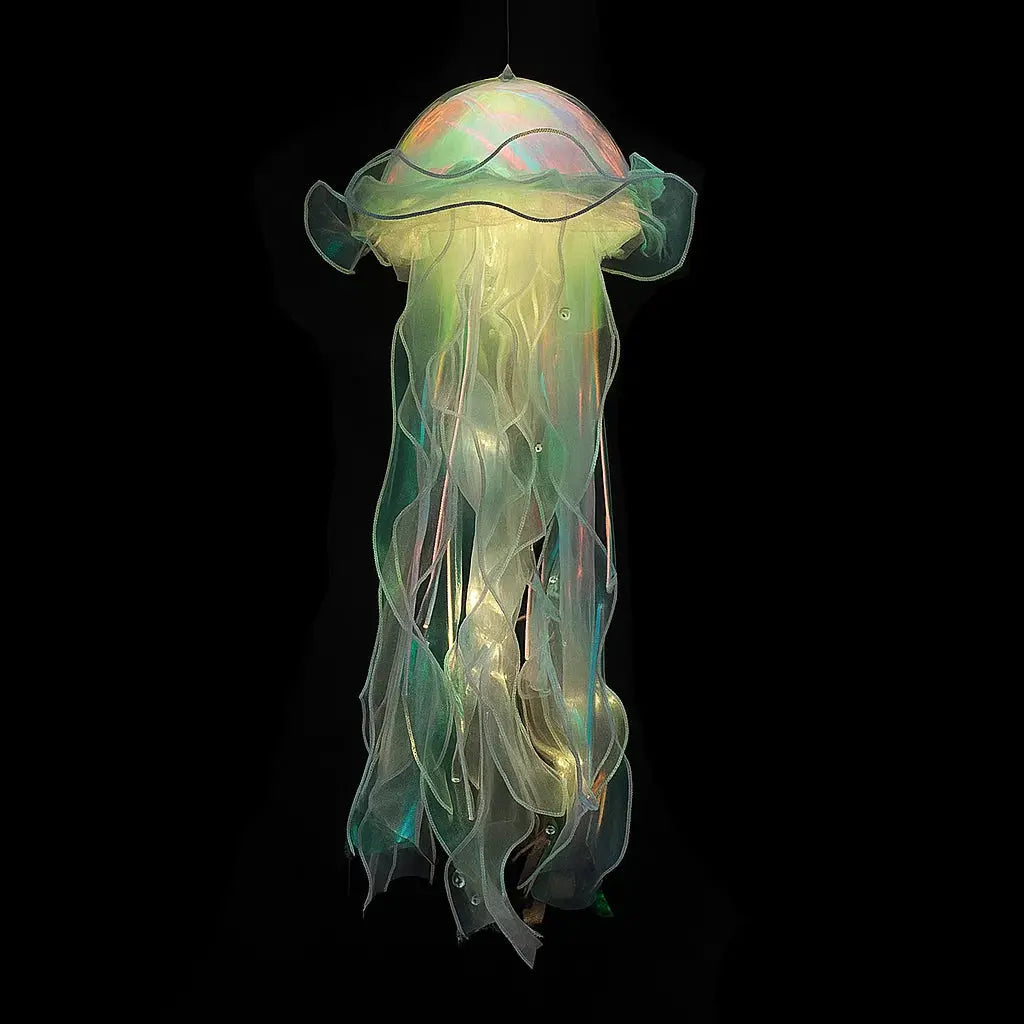 Hanging Jellyfish Lamp | Colorful Shimmering LED & Battery-Powered | 50 x 20 cm