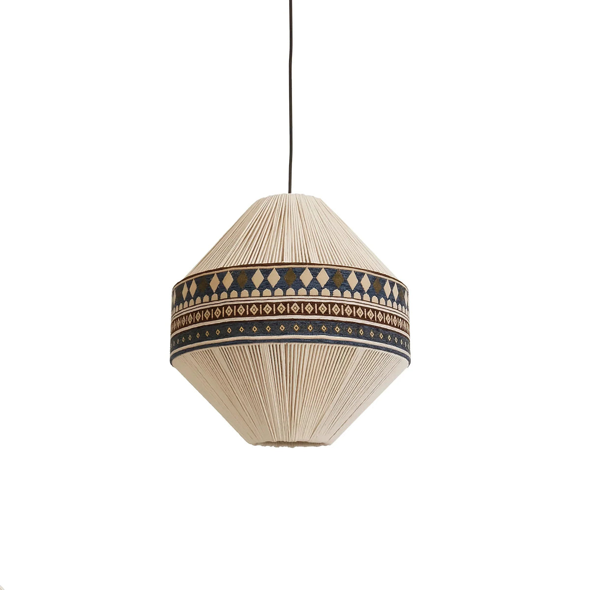Hanging Lamp | Boho Fringed Shade & Linen Rope