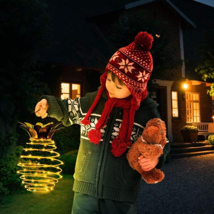 Hanging Lantern | Solar-Powered & Weatherproof | Pineapple Design