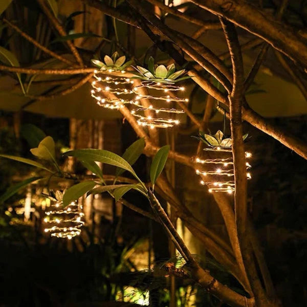 Hanging Lantern | Solar-Powered & Weatherproof | Pineapple Design