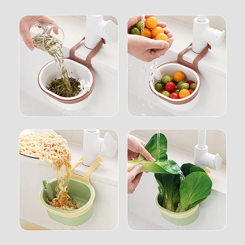 Hanging Sink Strainer Basket | Fine Stainless Steel Mesh & Lock-Release