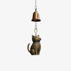 Hanging Wind Chime | Cat-Shaped Bronze-Tone & Metal Chimes | Indoor & Outdoor