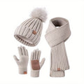 Hat, Scarf & Gloves Set | Knitted & Touchscreen | 3-Piece