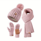 Hat, Scarf & Gloves Set | Knitted & Touchscreen | 3-Piece