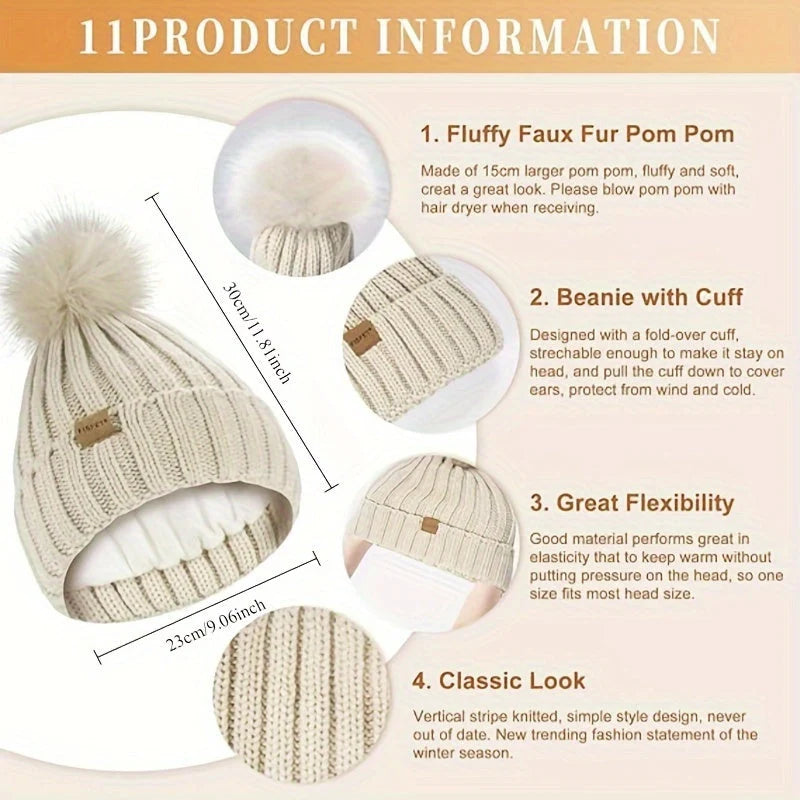 Hat, Scarf & Gloves Set | Knitted & Touchscreen | 3-Piece
