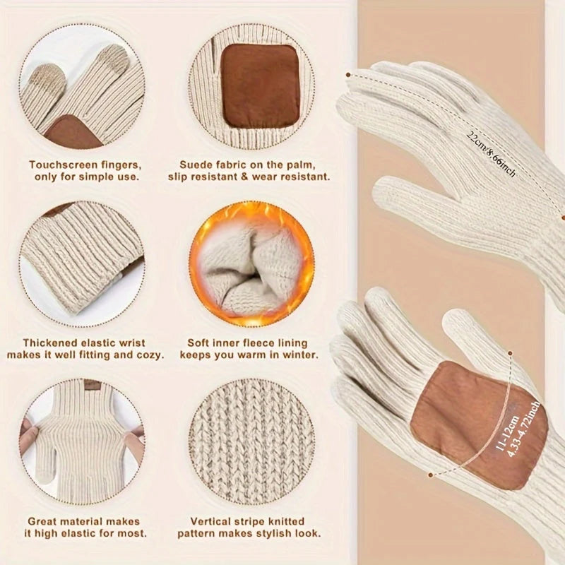 Hat, Scarf & Gloves Set | Knitted & Touchscreen | 3-Piece