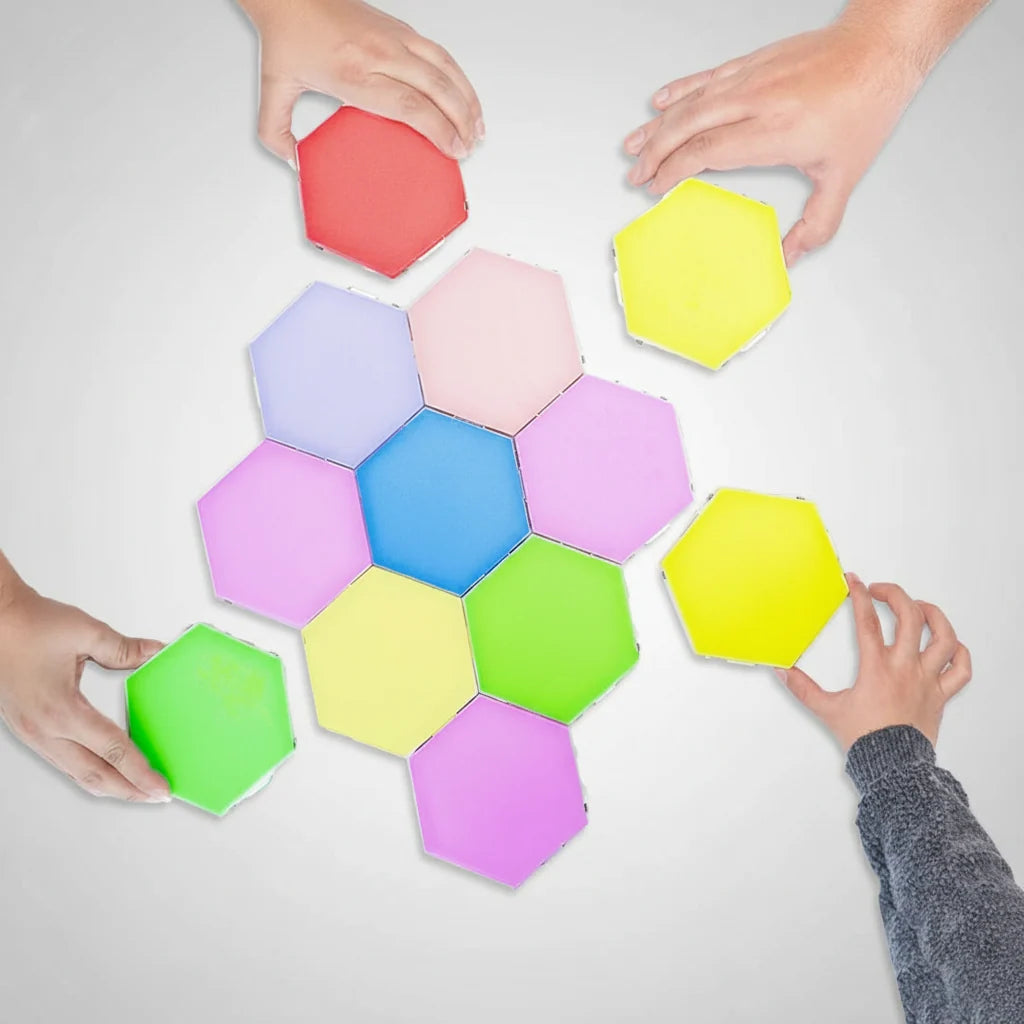 Hexagonal LED Wall Panels | Touch-Controlled RGB | Adjustable Brightness
