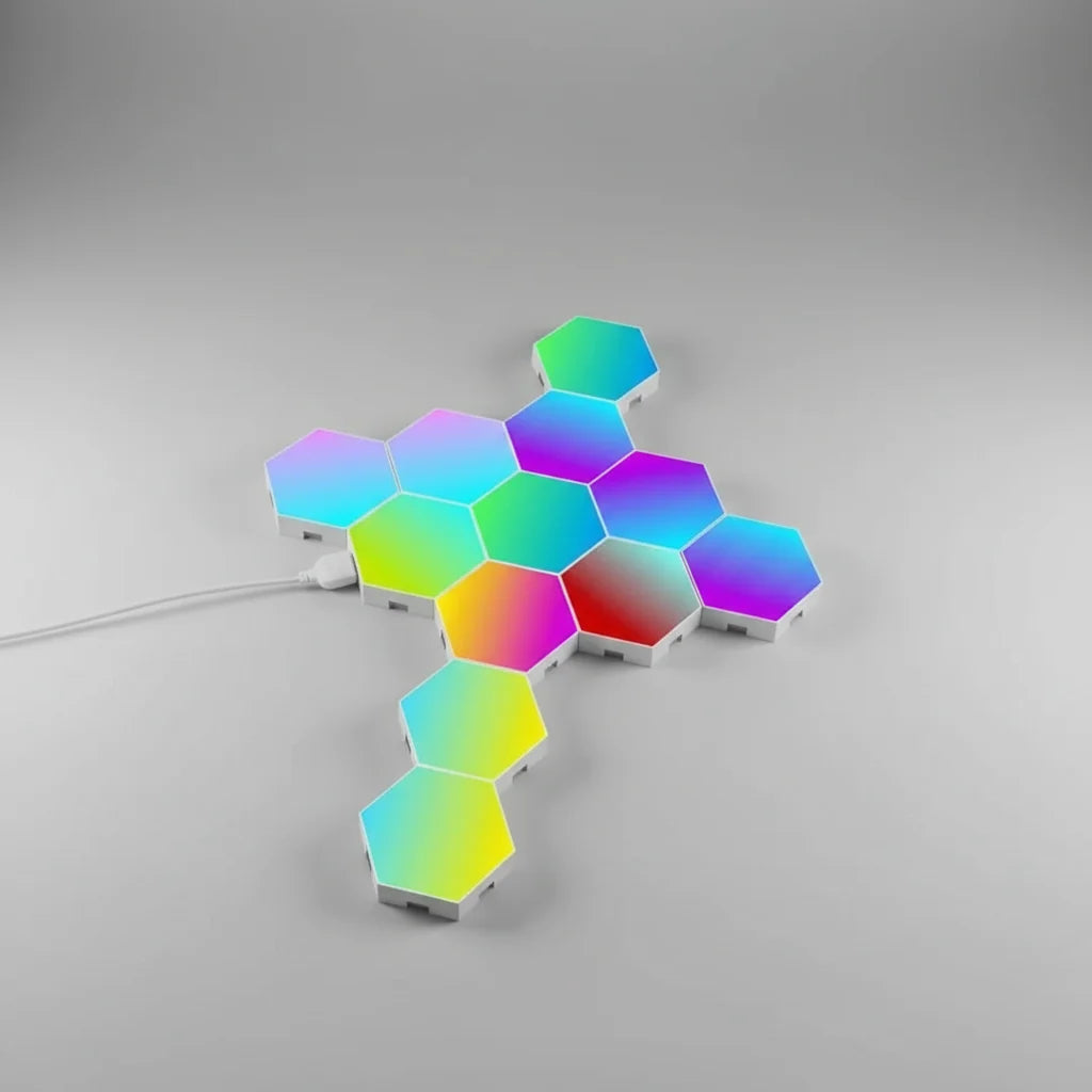 Hexagonal LED Wall Panels | Touch-Controlled RGB | Adjustable Brightness