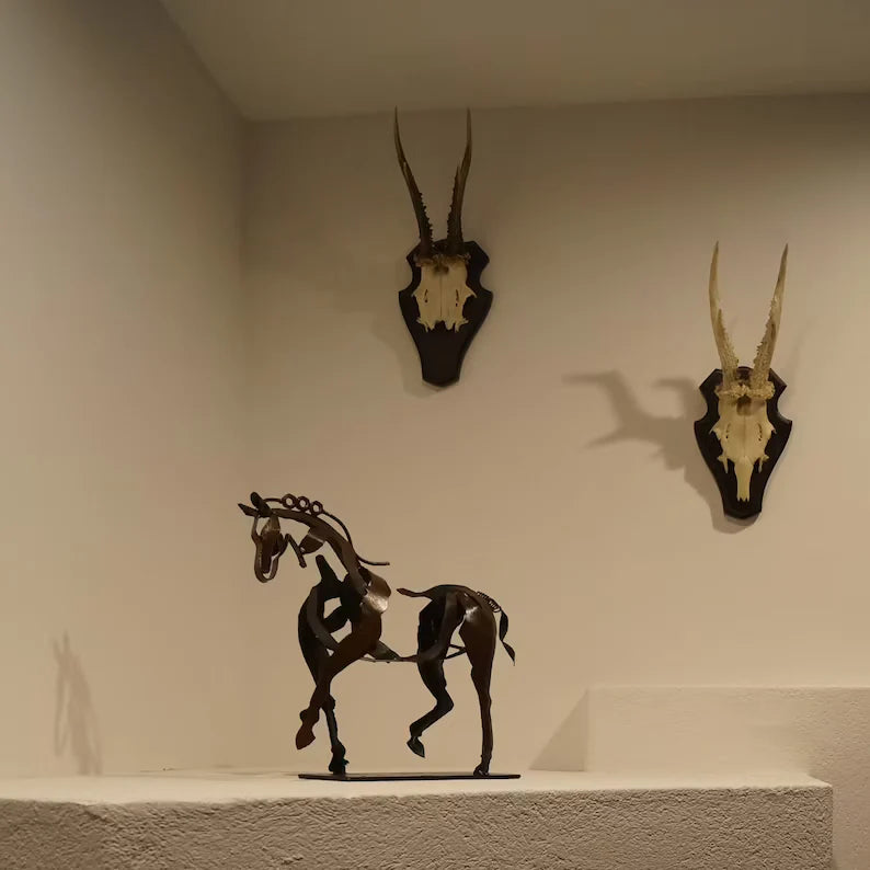 Horse Sculpture | Polished Metal & Artistic Design | Includes Protective Cover