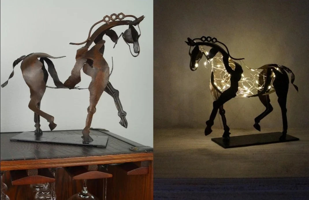 Horse Sculpture | Polished Metal & Artistic Design | Includes Protective Cover