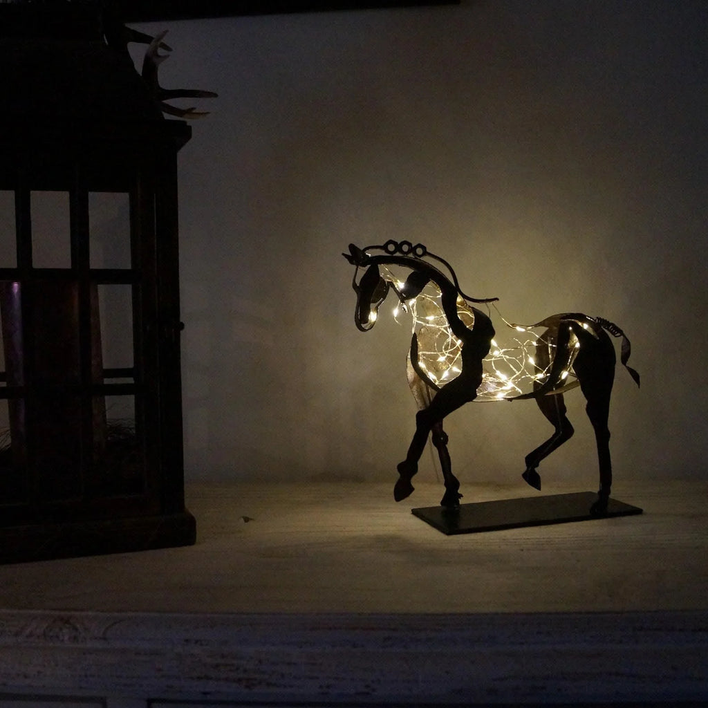 Horse Sculpture | Polished Metal & Artistic Design | Includes Protective Cover
