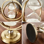 Hourglass Sand Timer | Pivoting Concentric Rings & Antiqued Finish