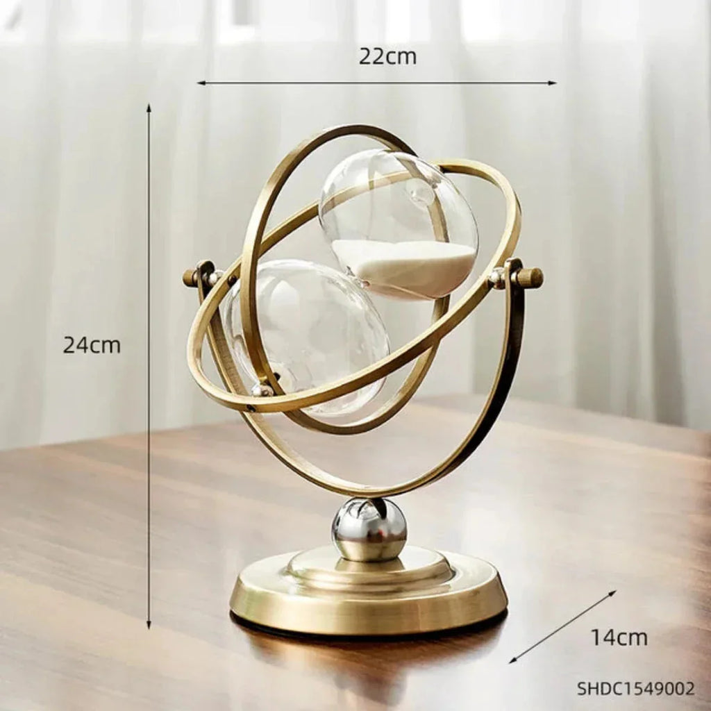 Hourglass Sand Timer | Pivoting Concentric Rings & Antiqued Finish