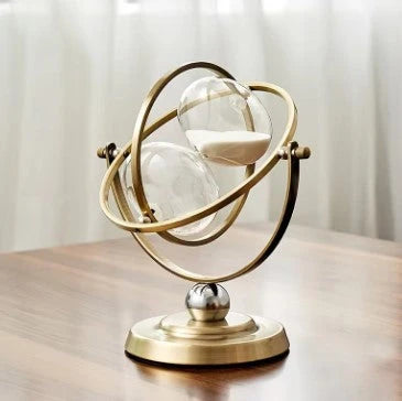 Hourglass Sand Timer | Pivoting Concentric Rings & Antiqued Finish