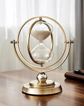 Hourglass Sand Timer | Pivoting Concentric Rings & Antiqued Finish