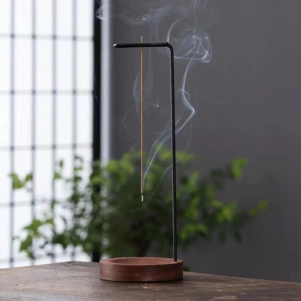 Incense Burner | Handcrafted Wood & Metal | 3.58 x 9.96 in