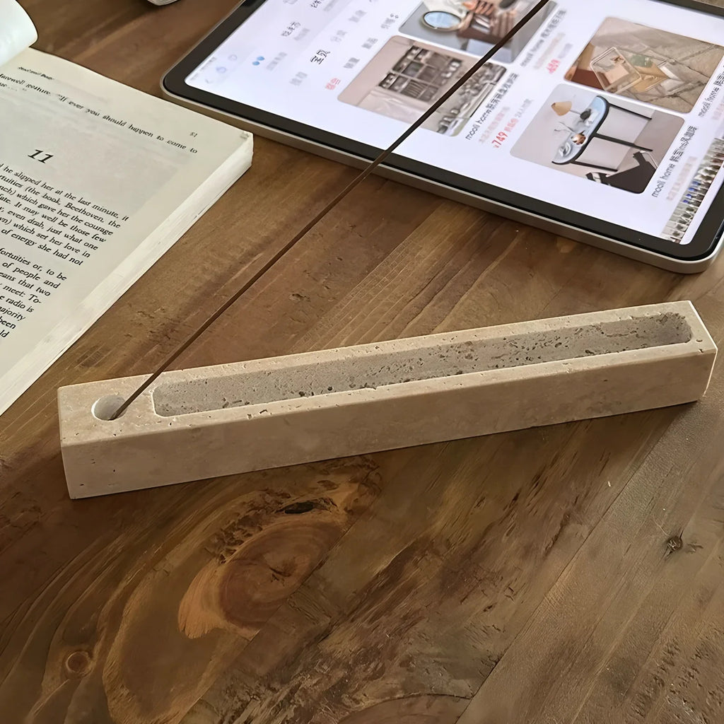 Incense Holder | Travertine Stone For Sage & Palo Santo | 21 cm
