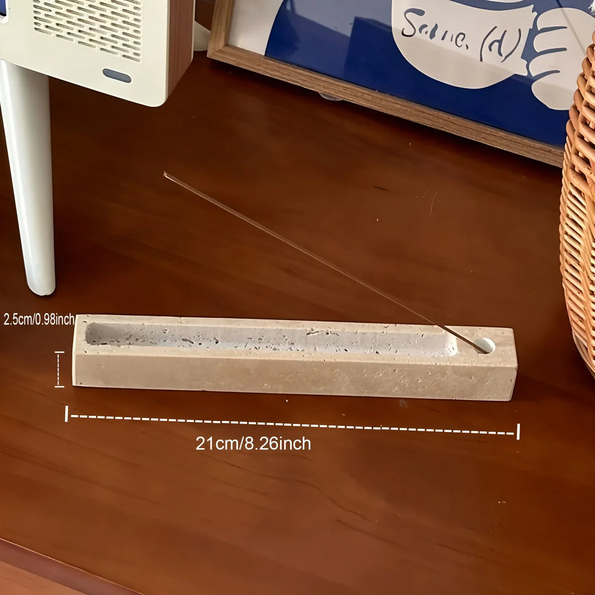 Incense Holder | Travertine Stone For Sage & Palo Santo | 21 cm