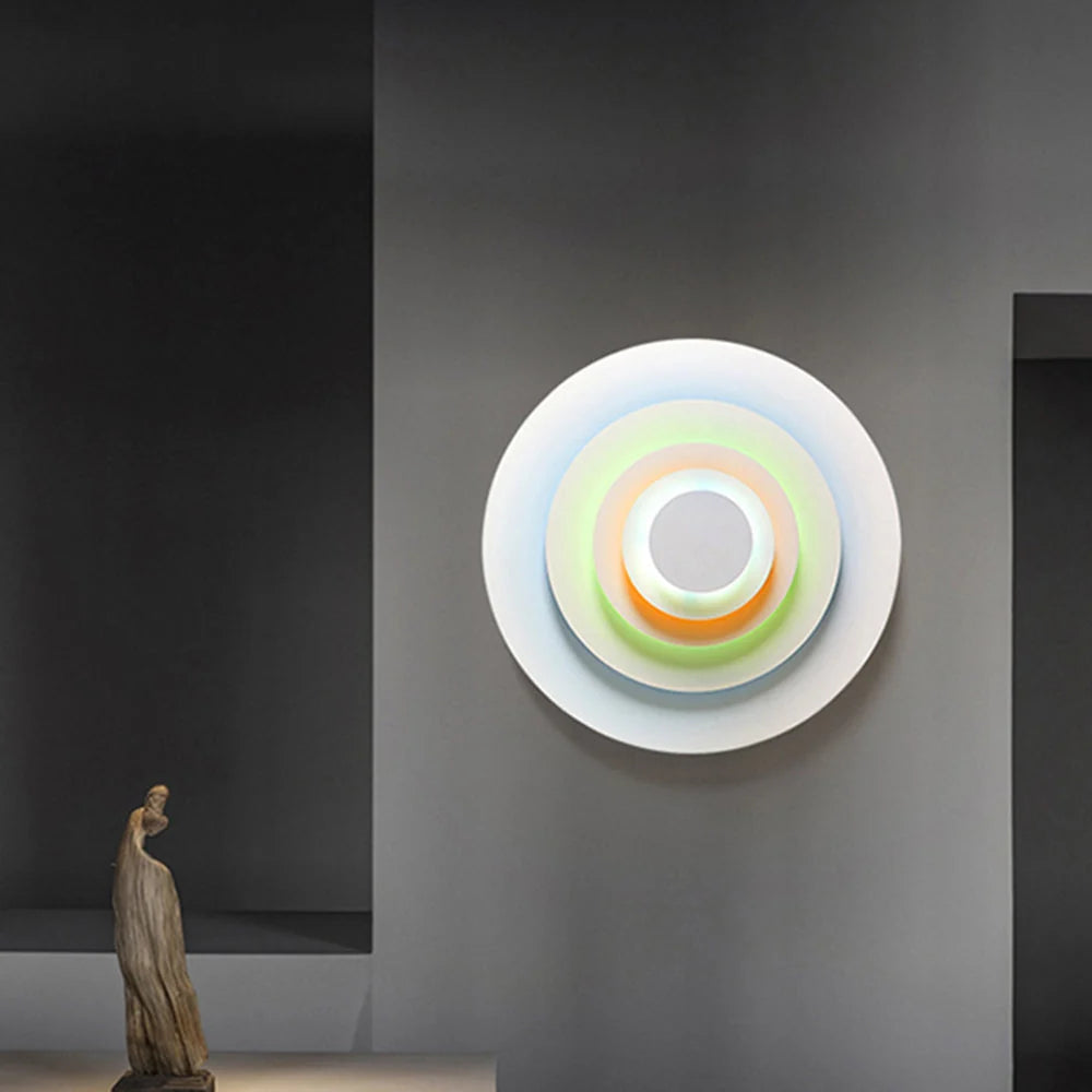 Indoor Wall Lamp | Circular Colorful Metal Shade & LED