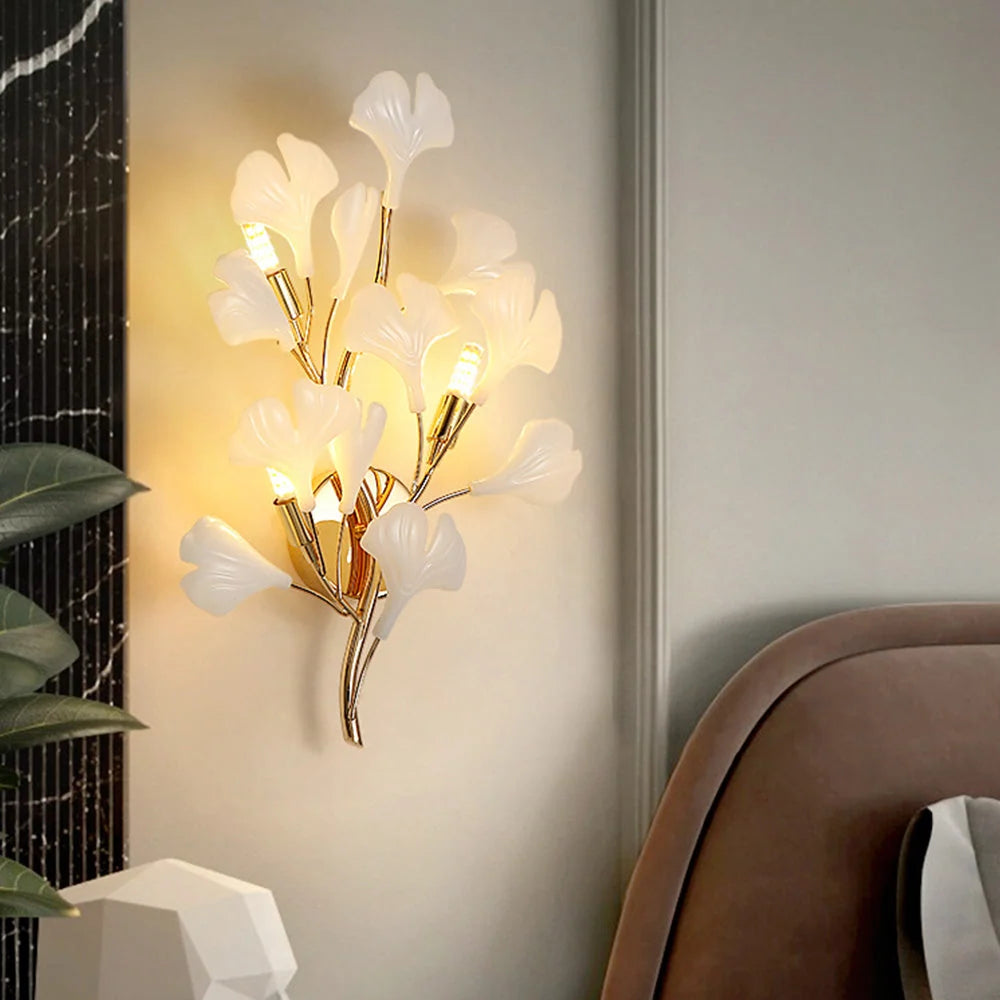 Indoor Wall Lamp | Floral Ceramic & Metal | LED Included