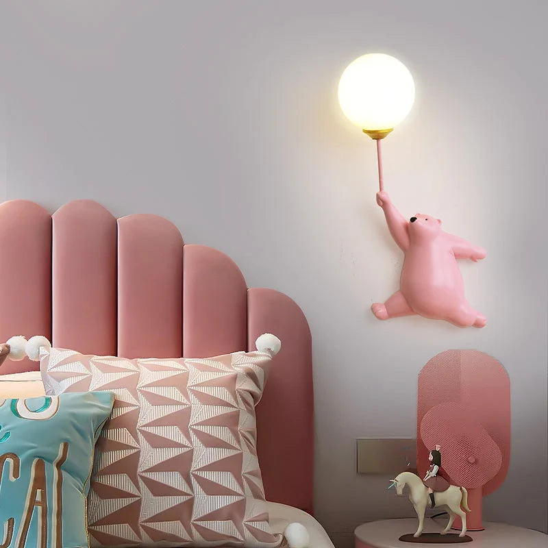 Indoor Wall Lamp with Bear Balloon Motif
