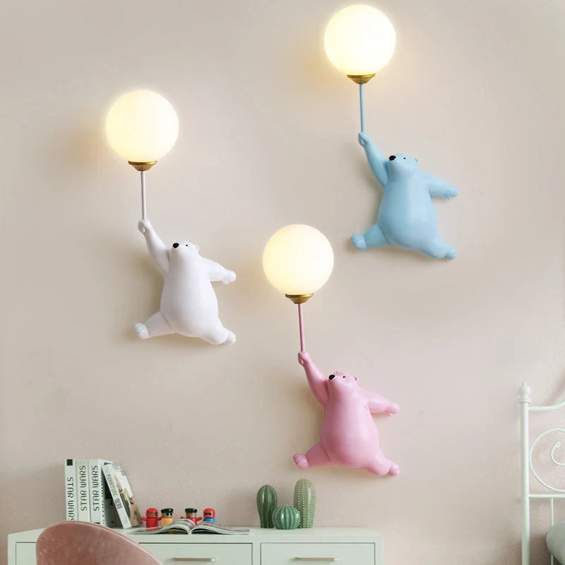 Indoor Wall Lamp with Bear Balloon Motif