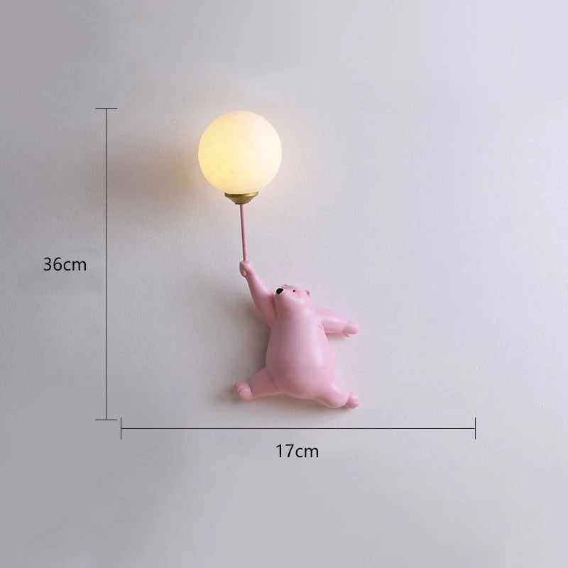 Indoor Wall Lamp with Bear Balloon Motif