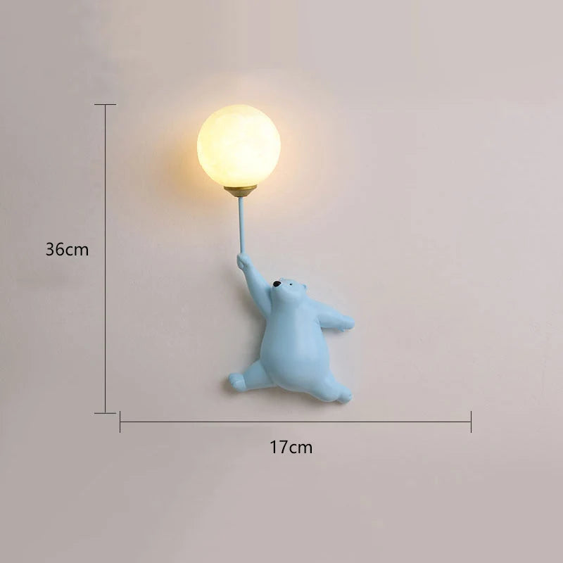Indoor Wall Lamp with Bear Balloon Motif