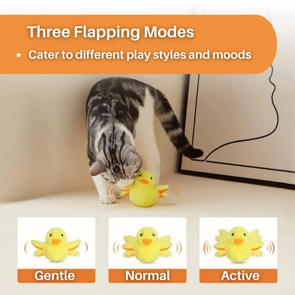 Interactive Cat Toy | Fluttering Wings & Quacking Sound | Rechargeable