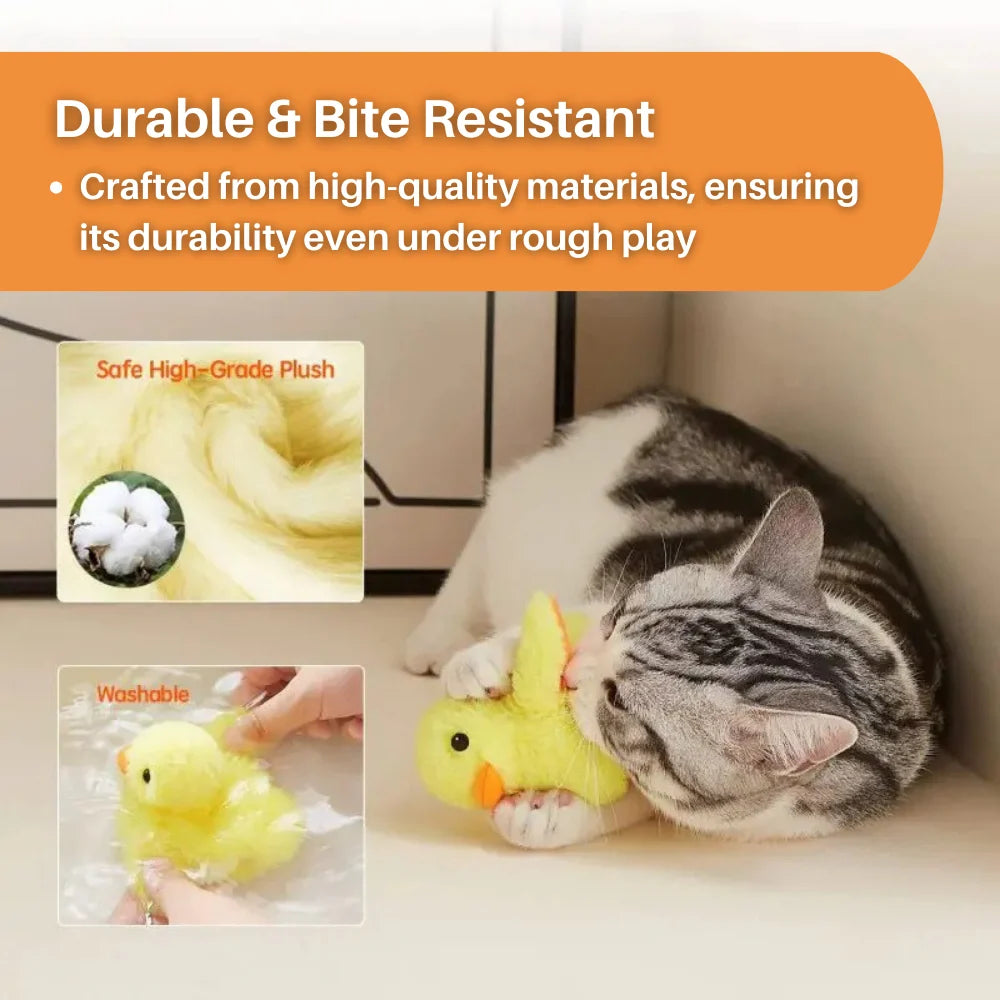 Interactive Cat Toy | Fluttering Wings & Quacking Sound | Rechargeable