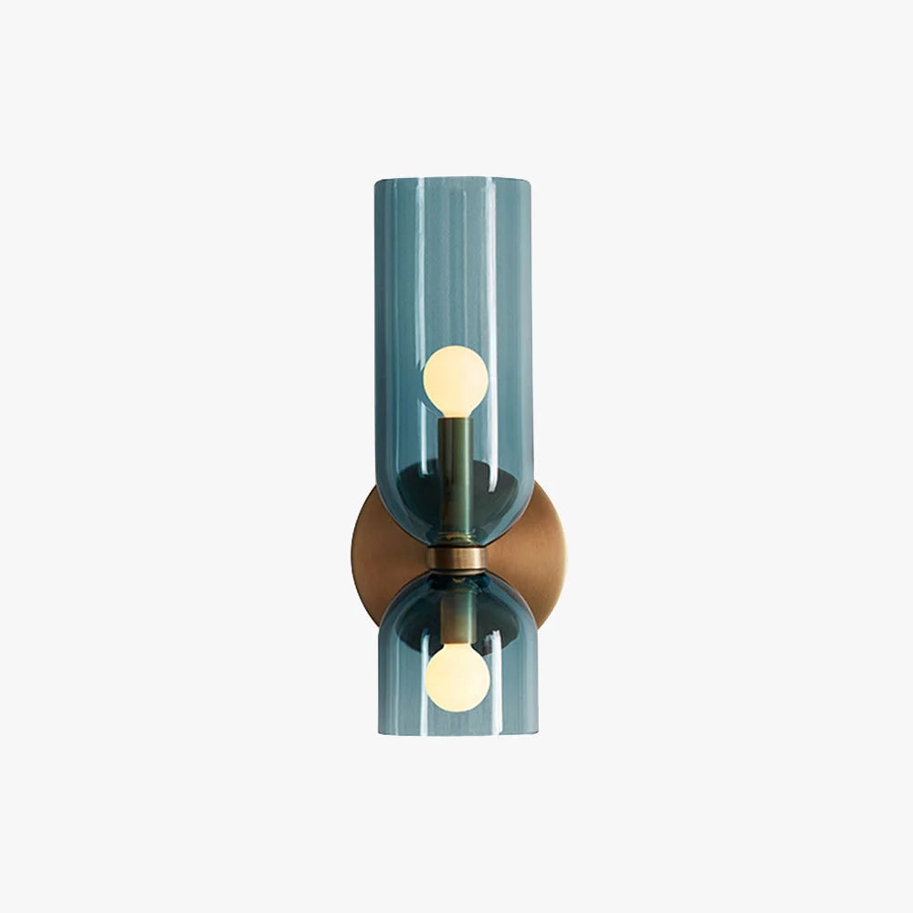 Interior Wall Light | Glass Shade & Metal Frame | Blue, Gray & White