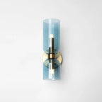 Interior Wall Light | Glass Shade & Metal Frame | Blue, Gray & White