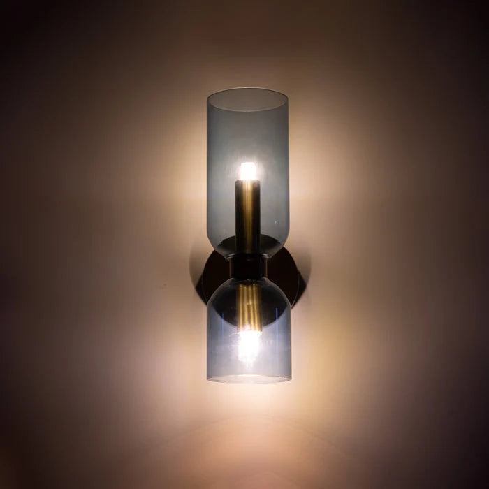 Interior Wall Light | Glass Shade & Metal Frame | Blue, Gray & White