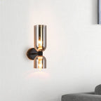 Interior Wall Light | Glass Shade & Metal Frame | Blue, Gray & White