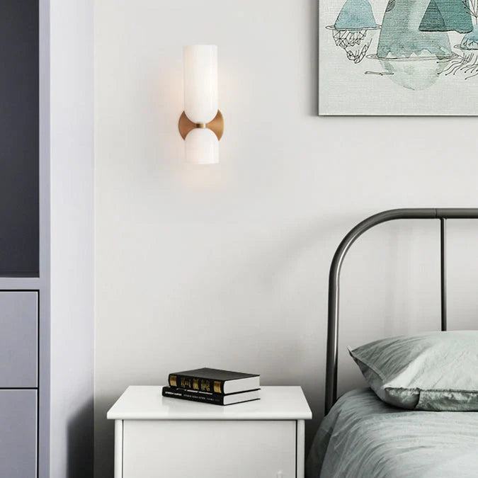 Interior Wall Light | Glass Shade & Metal Frame | Blue, Gray & White