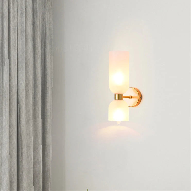 Interior Wall Light | Glass Shade & Metal Frame | Blue, Gray & White