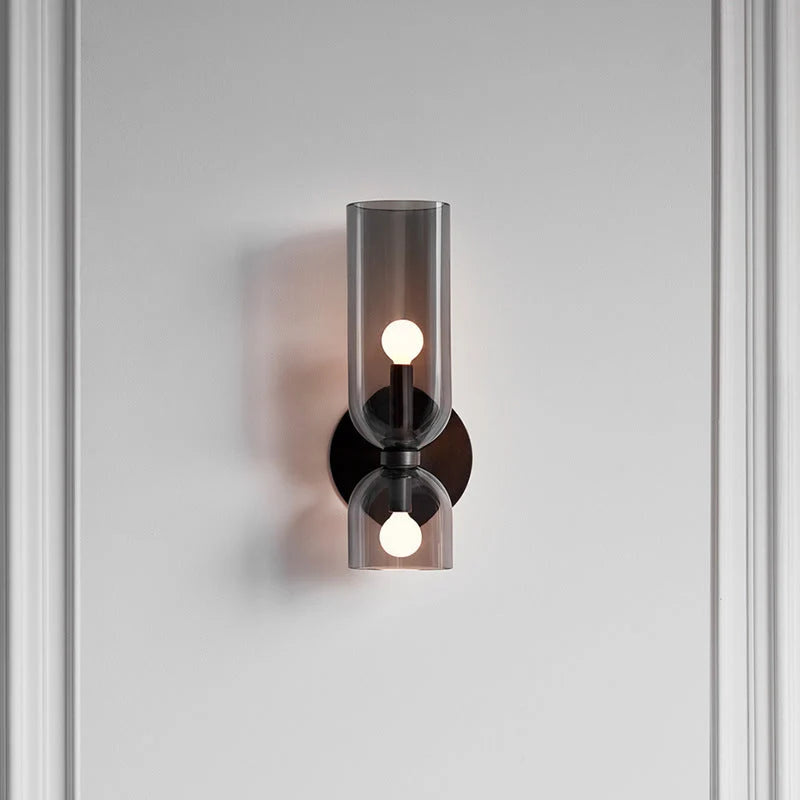 Interior Wall Light | Glass Shade & Metal Frame | Blue, Gray & White